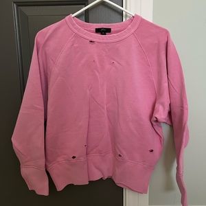 J Crew pink distressed sweatshirt